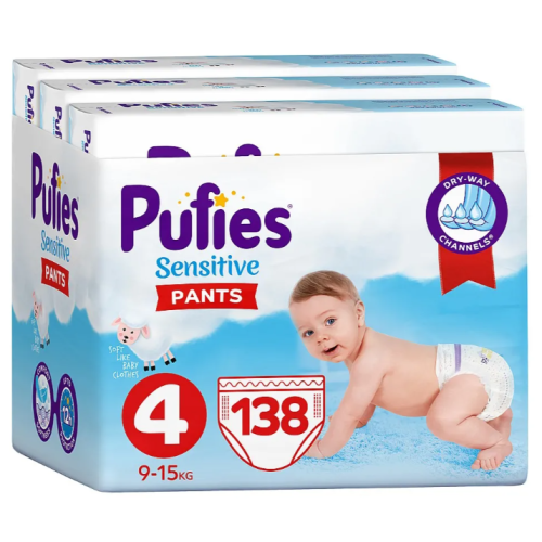 Памперс гащички Pufies Sensitive 4, 9-15 кг 138 бр.