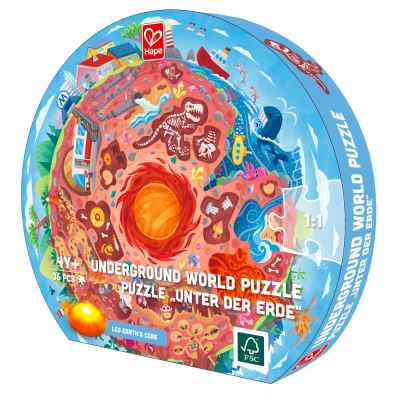 Образователен пъзел за под Hape, Центърът на Земята, 57.5 см, 36 части
