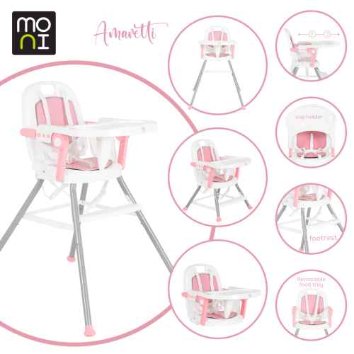 Столче за хранене 3в1 Moni Amaretti, розово