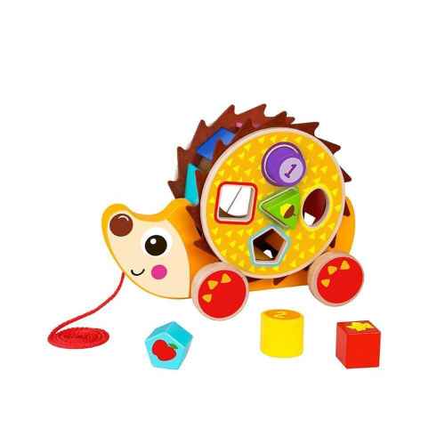 Дървена играчка за дърпане Tooky Toy HEDGEHOG