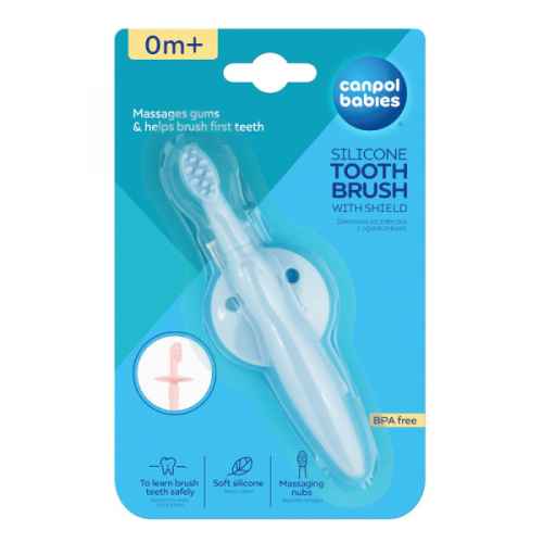 Силиконова четка за зъби Canpol, синя