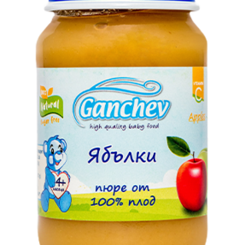 Бебешко пюре Ganchev, с ябълки 4м 190 гр.