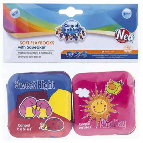 Mека книжка за игра със свирка Canpol 6м+ Day and Night, 2бр.