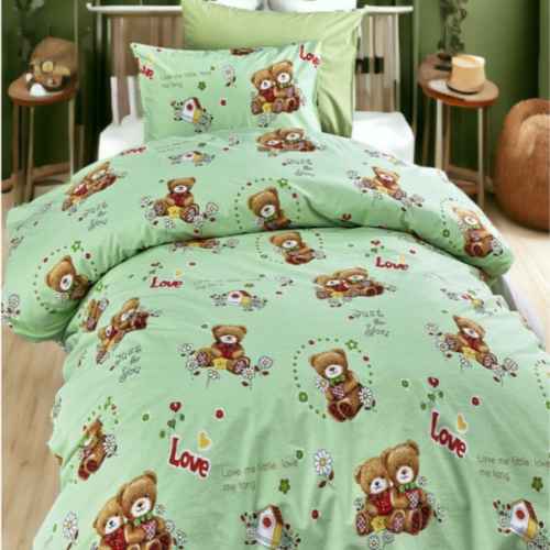 10бр. Детски спален комплект, Мече зелено