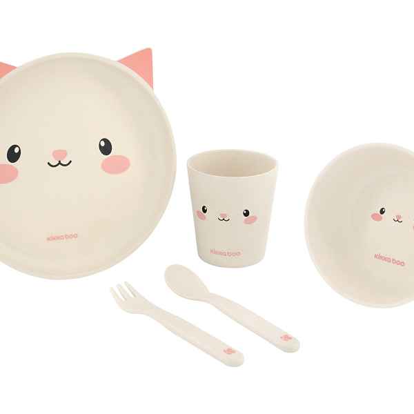 Сет за хранене бамбук Kikka Boo, Cat Pink-Z5DBh.jpg