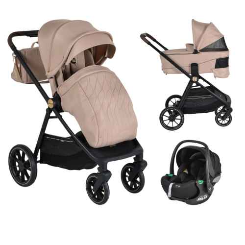 Комбинирана бебешка количка 3в1 Cangaroo Celebrity, Crepe-beige