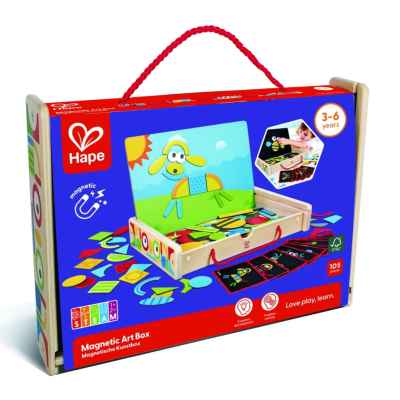 Творчески комплект Hape, Магнитна арт кутия, 105 части