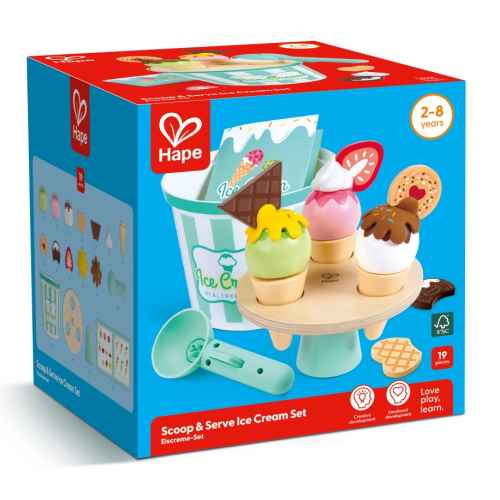 Комплект за игра Hape, Комплект за сладолед, 19 части