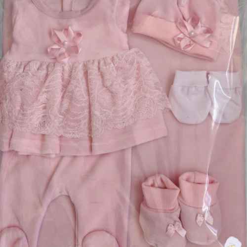 Комплект за изписване Светли, Дантела с цвете в розово