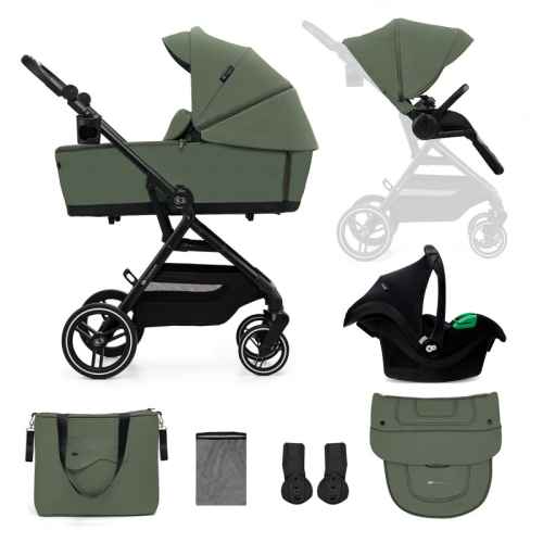 Комбинирана бебешка количка 3в1 Kinderkraft Yoki, Mystic green