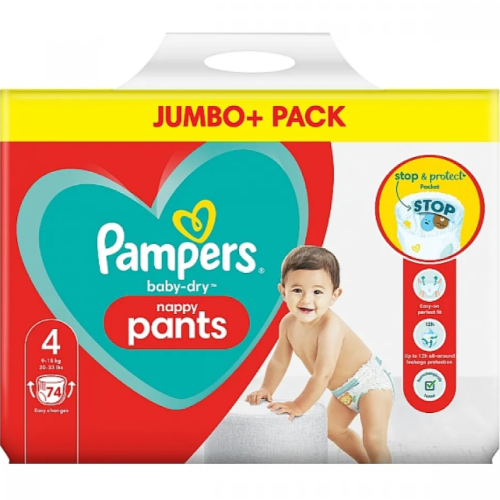 Гащички за еднократна употреба Pampers 4, 9-15 кг 74 бр.