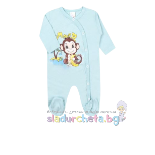 Бебешки гащеризон Светли, Маймунка в синьо