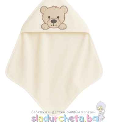 Хавлия с качулка Sunny Kids, Мече в бяло