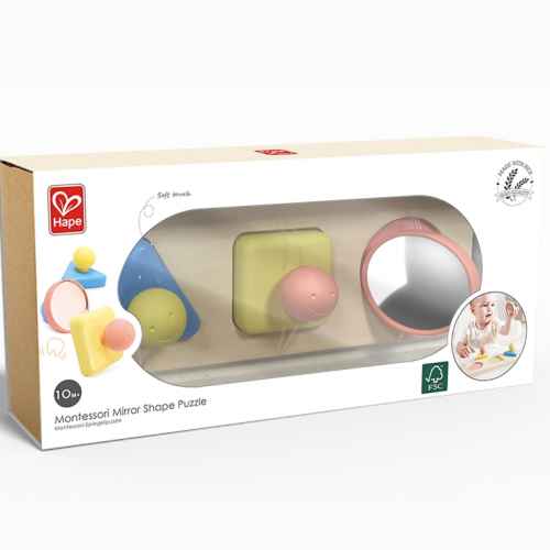 Образователна сензорна играчка Монтесори, Hape, Огледални форми, 24.6 x 6 x 8.8 см