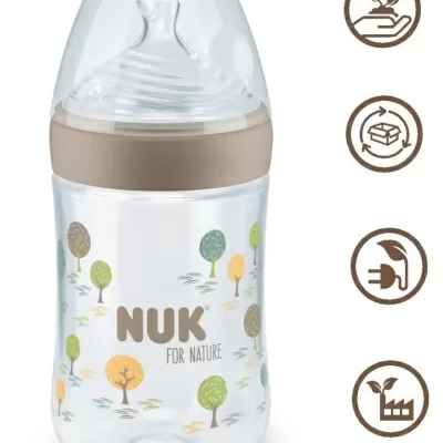 Шише NUK For Nature Temperature Control, 0+ м РР 260 мл. със силиконов биберон M, Бежово