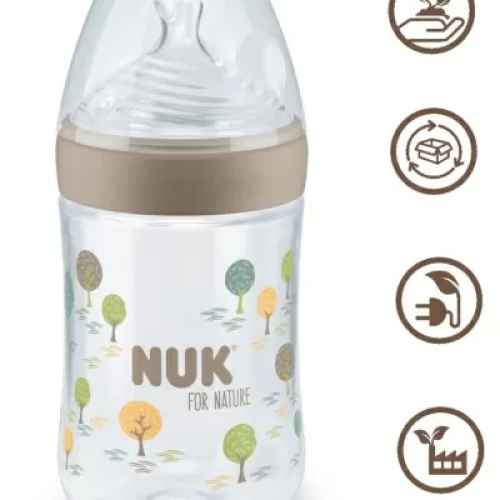 Шише NUK For Nature Temperature Control, 0+ м РР 260 мл. със силиконов биберон M, Бежово