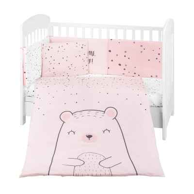 Бебешки спален комплект Kikka Boo 6 части, Bear with me Pink