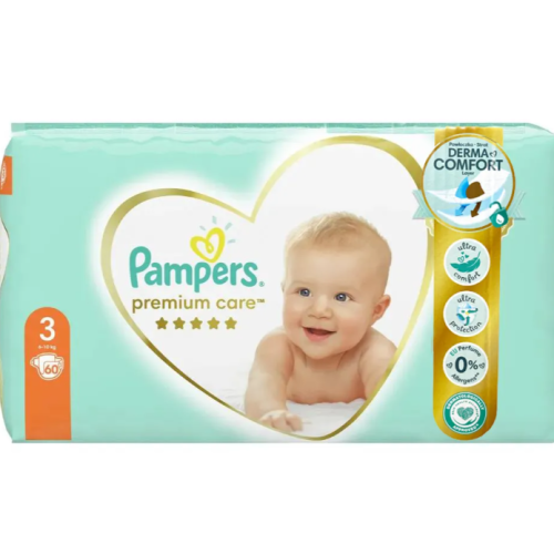 Еднократни пелени Pampers Premium Care 3 Midi, 6-10 кг 60 бр.