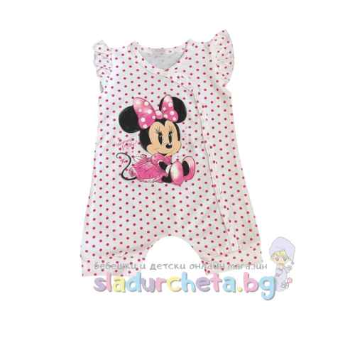 Бебешки гащеризон Светли, бял на точки