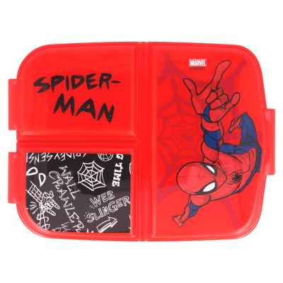 Кутия за храна с три отделения, Stor spiderman, червена