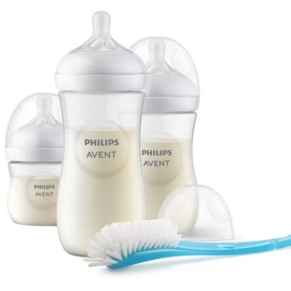 Комплект Philips AVENT с 3 шишета за хранене Natural Response с биберони без протичане и четка за почистване-babV1.png