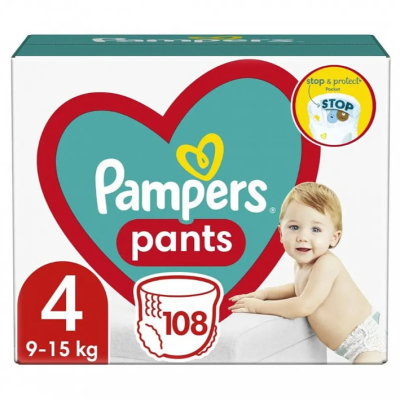 Гащички за еднократна употреба Pampers 4 Maxi, 9-15 кг 108 бр.