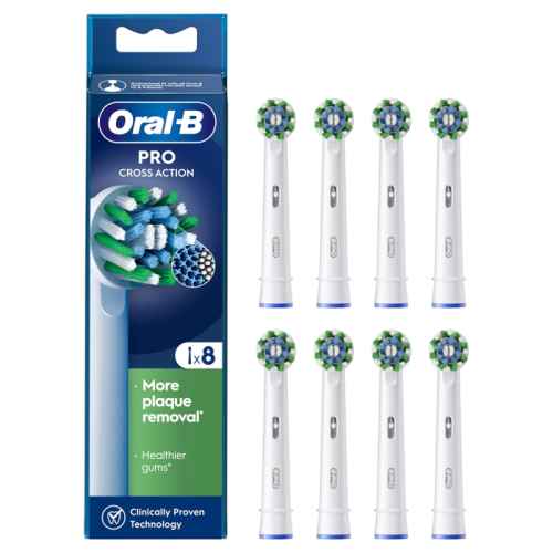 Накрайник за електрическа четка за зъби Oral-B Cross Action EB 50-8, бял 8 бр.