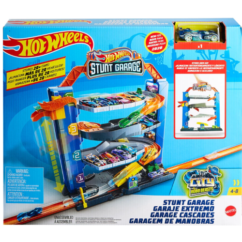 Игрален комплект Hot Wheels City, Гараж с каскади и количка