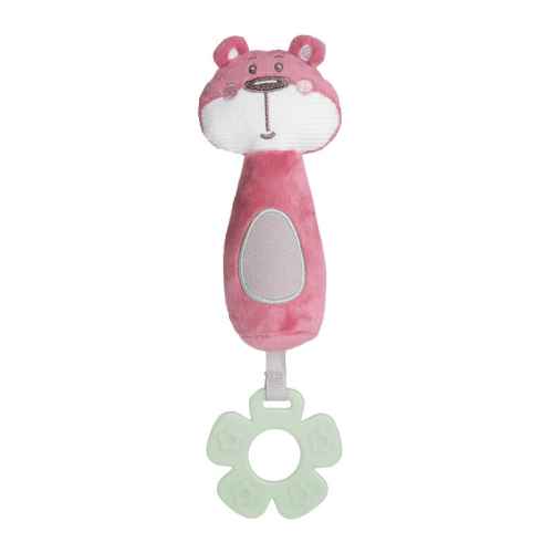 Мека играчка с чесалка и свирка Canpol Pastel Friends, розова