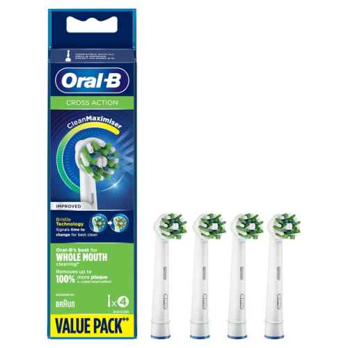 Накрайник за електрическа четка за зъби Oral-B Cross Action EB 50-4, бял 4 бр.