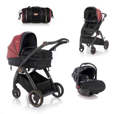 Комбинирана бебешка количка 3в1 Lorelli ADRIA, Black&Red
