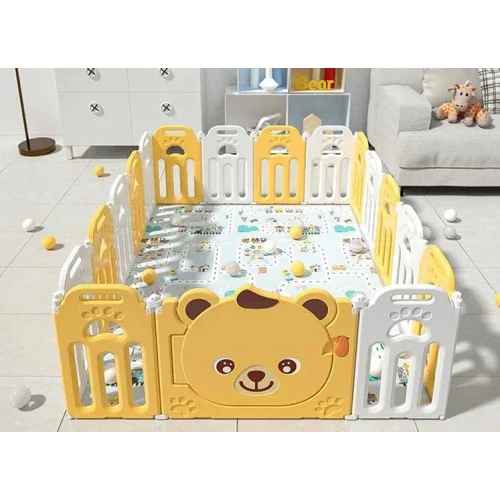 Сгъваема бебешка ограда Feelkids, Мече в жълто