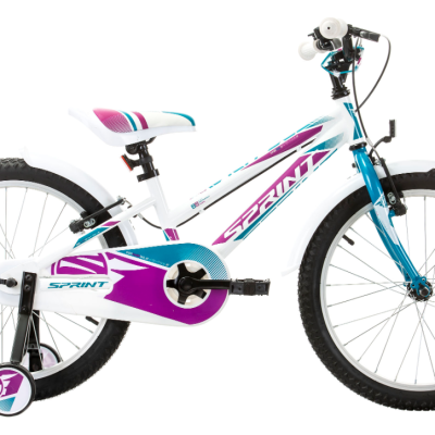 Детски велосипед Sprint Calypso 20, бяло с виолетово и тюркоаз