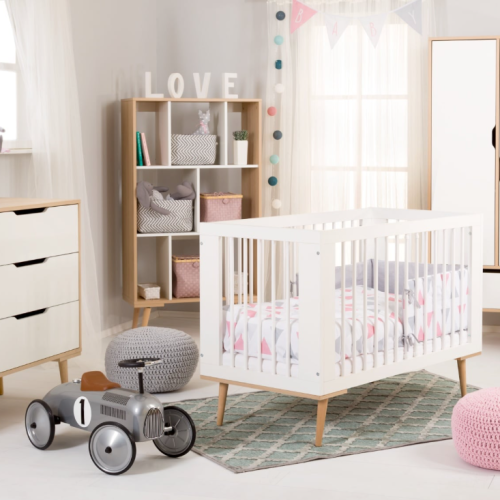 Детска стая Baby Sofie с гардероб 2 крила + матрак 60/120 см, с кошара бук