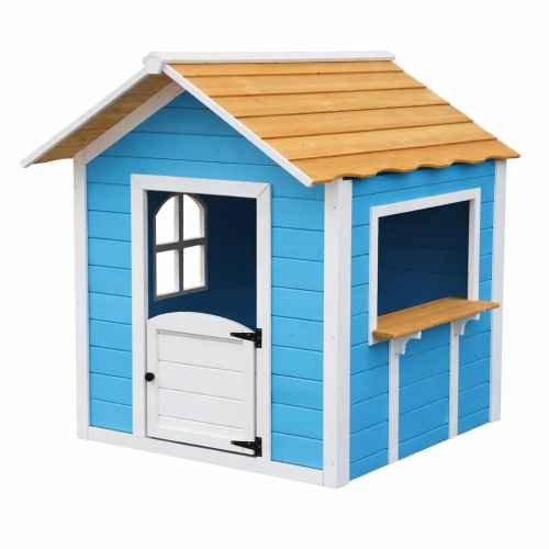 Детска дървена къща Ginger Home, двор и градина, синя