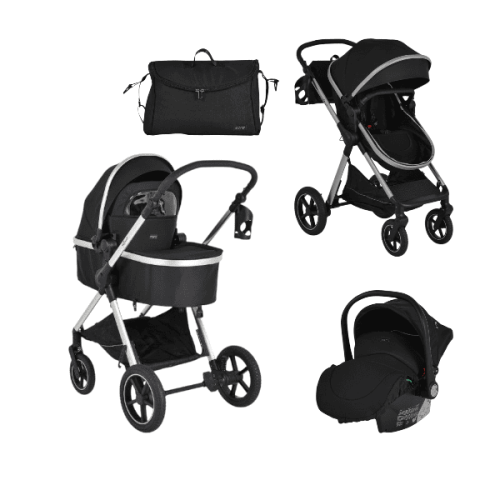 Комбинирана бебешка количка 3в1 Moni Alina, Black-Onyx