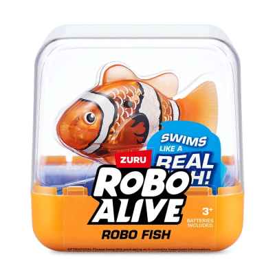 Рибка Zuru Robo Fish, оранжева с бели люспи и жълта опашка