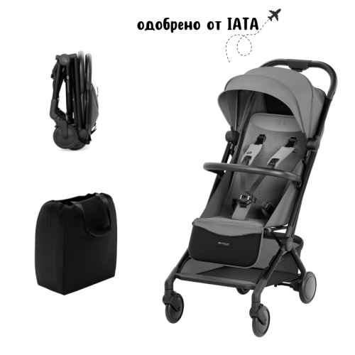 Лятна бебешка количка KinderKraft Pilot 2, Platinum gray