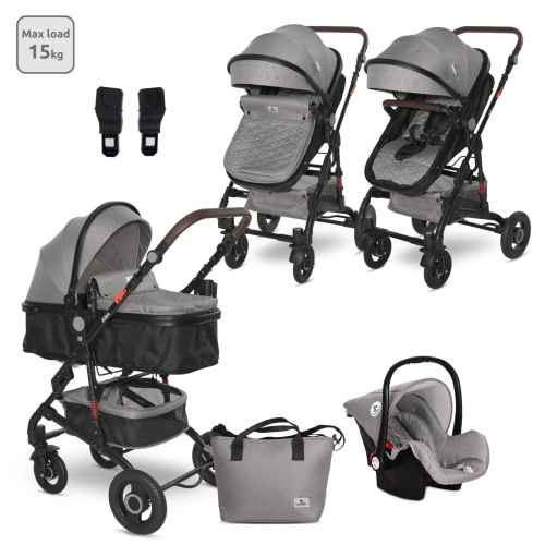 Комбинирана бебешка количка 3в1 Lorelli Alba Premium, Opaline Grey
