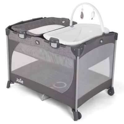 Бебешка кошара Joie commuter change & snooze, с шезлонг и подложка за повиване, Linen Grаy