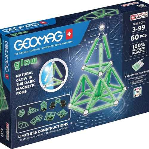 Магнитен конструктор Geomag Glow, 60 части