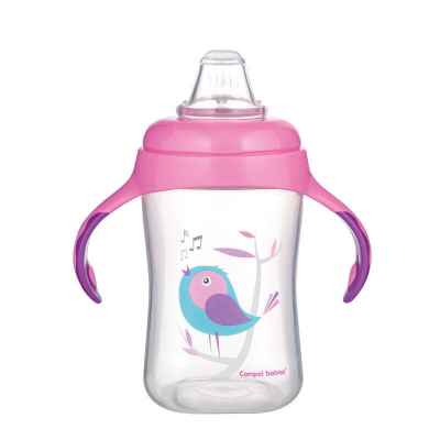 Чаша със силиконов накрайник Canpol Birds 300 мл, розова