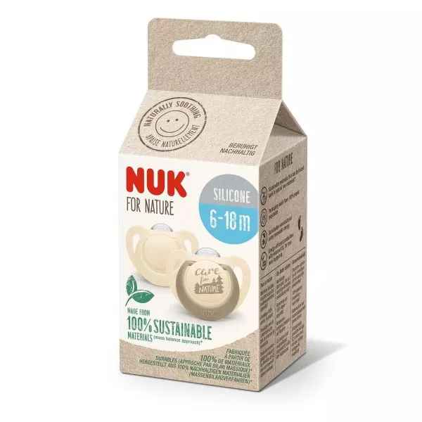 Залъгалка силикон NUK for NATURE 6-18 мес. 2бр., бежова-fHoOC.jpeg