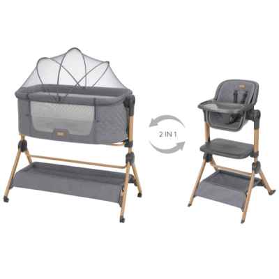 Бебешка мини кошара + Столче за хранене 2в1 Kikka Boo Sleat Me, Grey