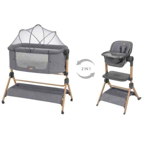 Бебешка мини кошара + Столче за хранене 2в1 Kikka Boo Sleat Me, Grey