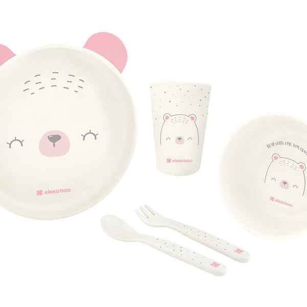 Сет за хранене пластмаса Kikka Boo Bear with me, Pink-fj6nQ.jpg