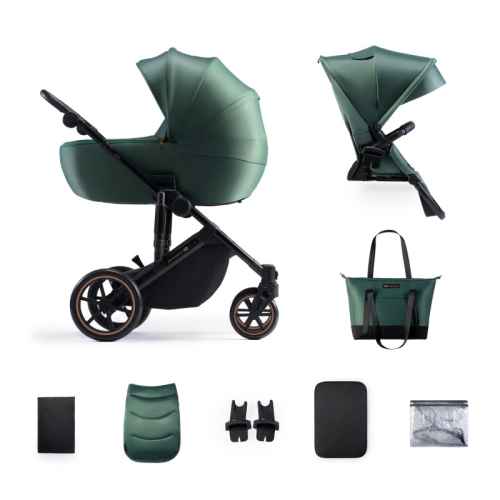Бебешка комбинирана количка 2в1 Kinderkraft Prime 2, Dark green