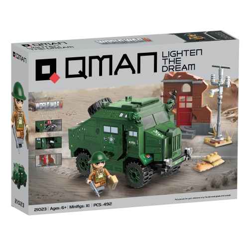 Конструктор Qman, Убежище за евакуация на плажа Дюнкерк, Morris C8 QUAD, 492 части