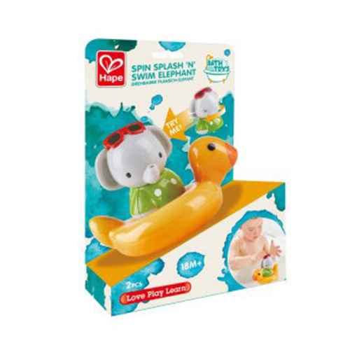 Играчка за баня Hape, Въртящо се слонче с пояс, променящ цвета си