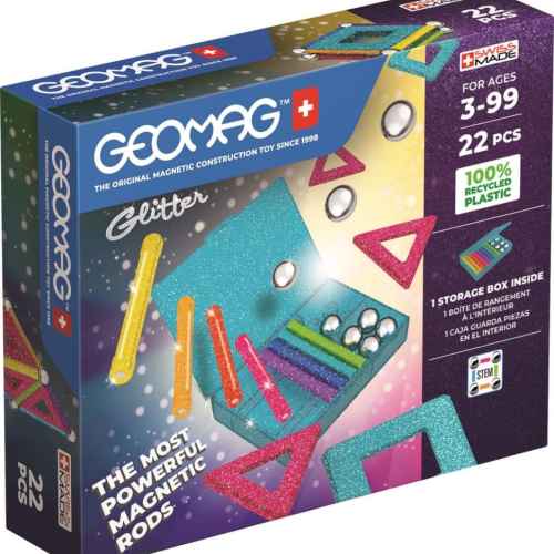 Магнитен конструктор Geomag Glitter Panels, 22 части